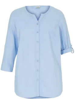Blusa con lino y mangas 3/4