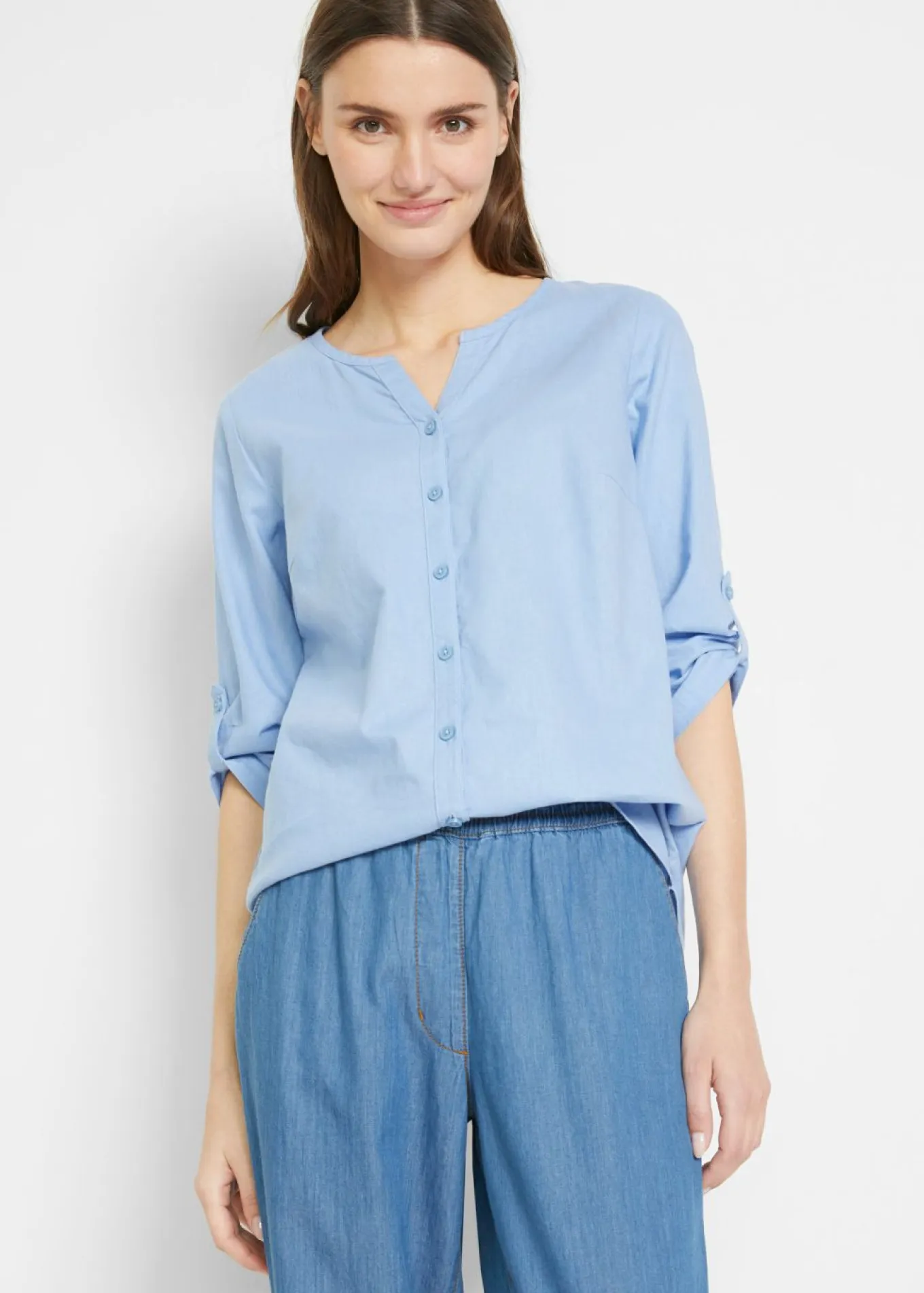 Blusa con lino y mangas 3/4