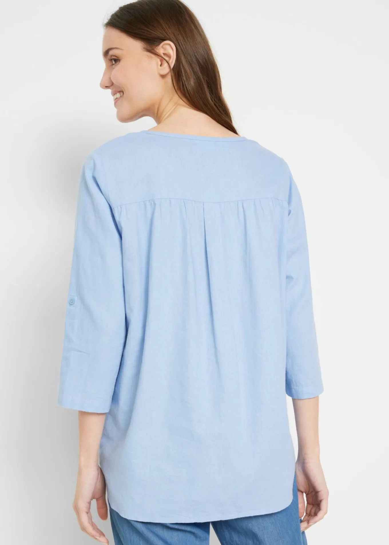 Blusa con lino y mangas 3/4