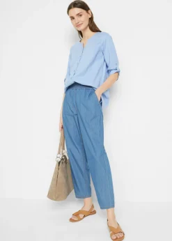 Blusa con lino y mangas 3/4