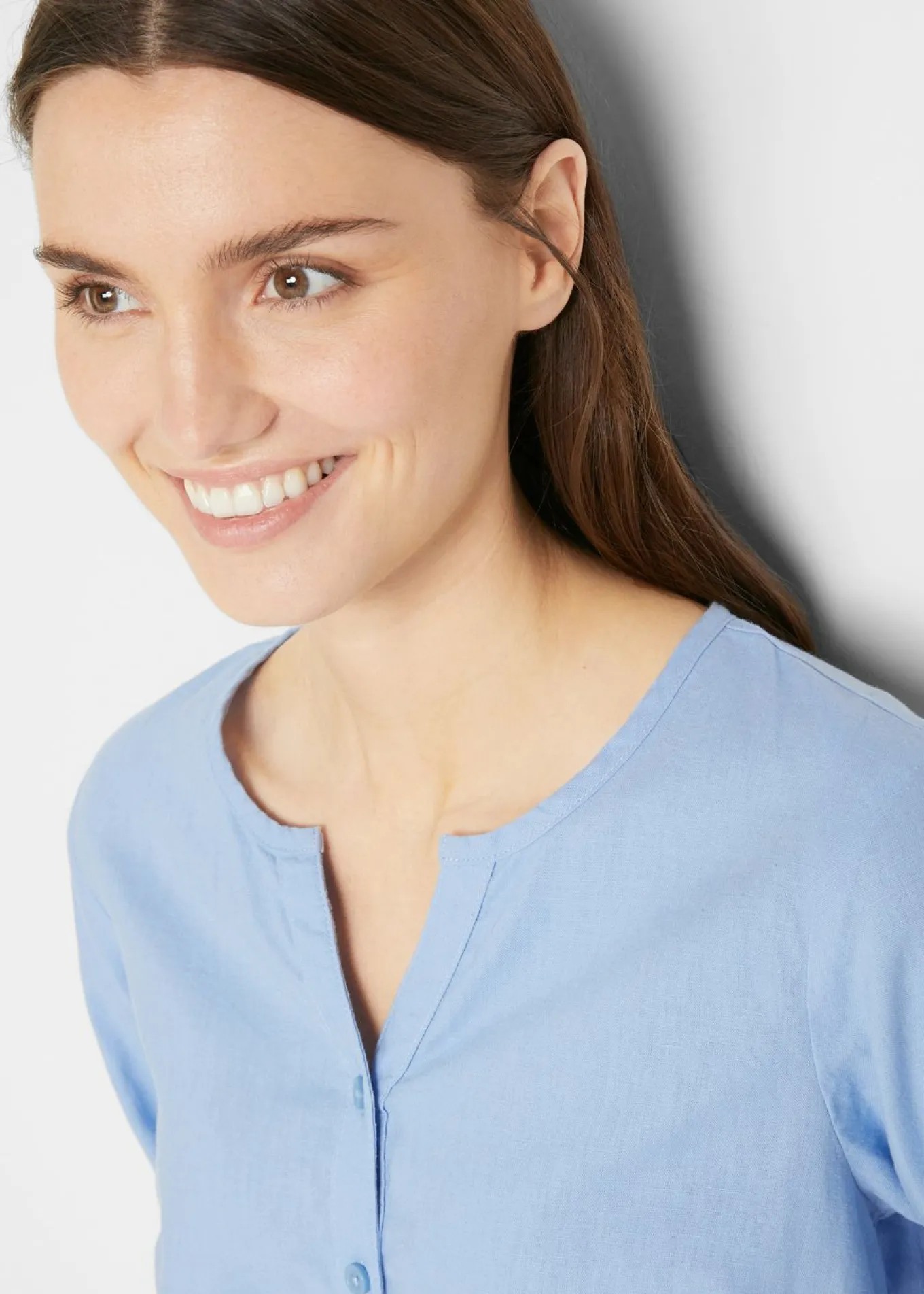 Blusa con lino y mangas 3/4