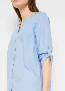 Blusa con lino y mangas 3/4