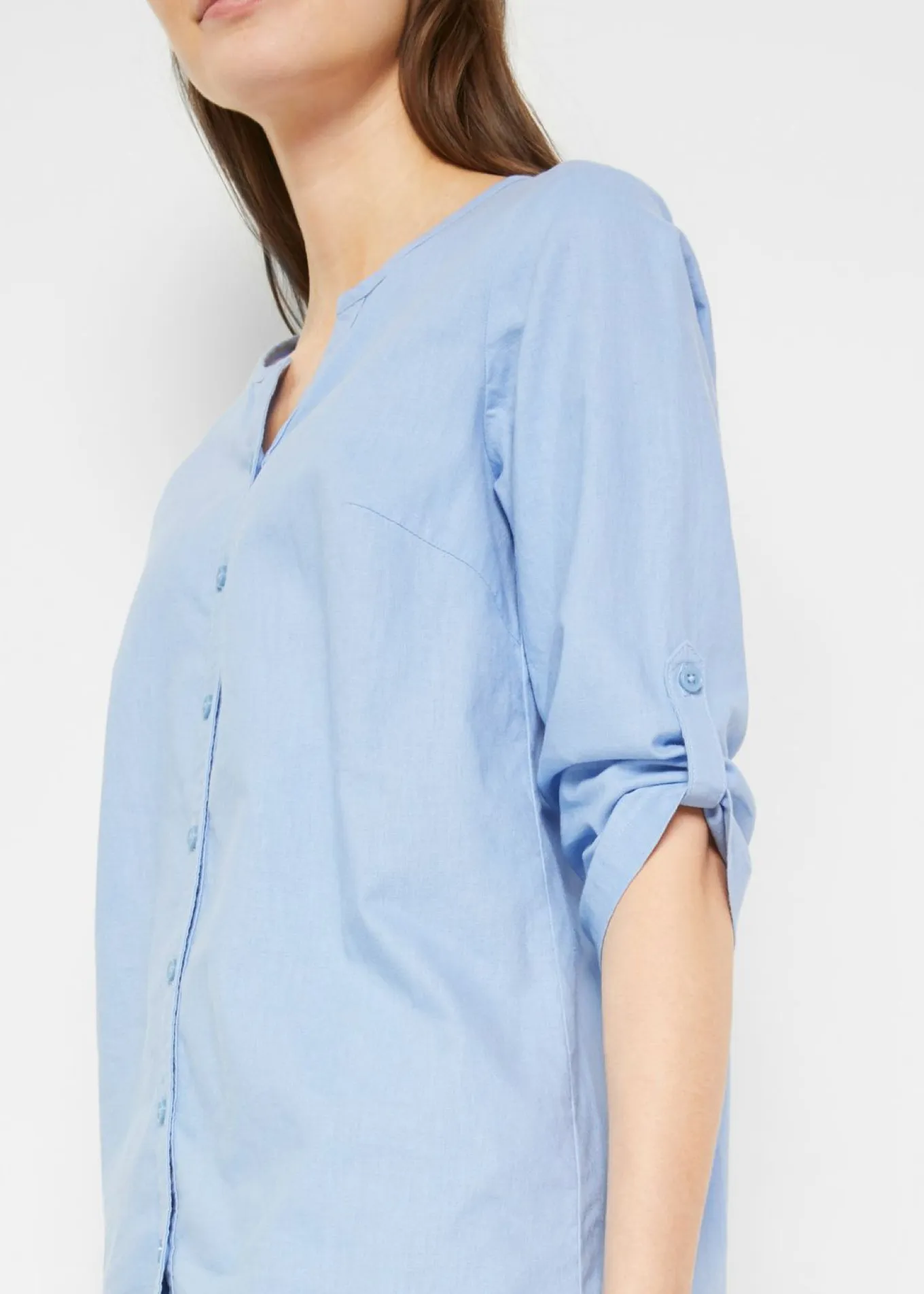 Blusa con lino y mangas 3/4