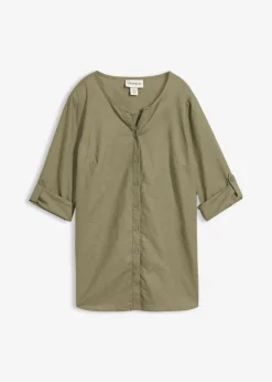 Blusa con lino y mangas 3/4