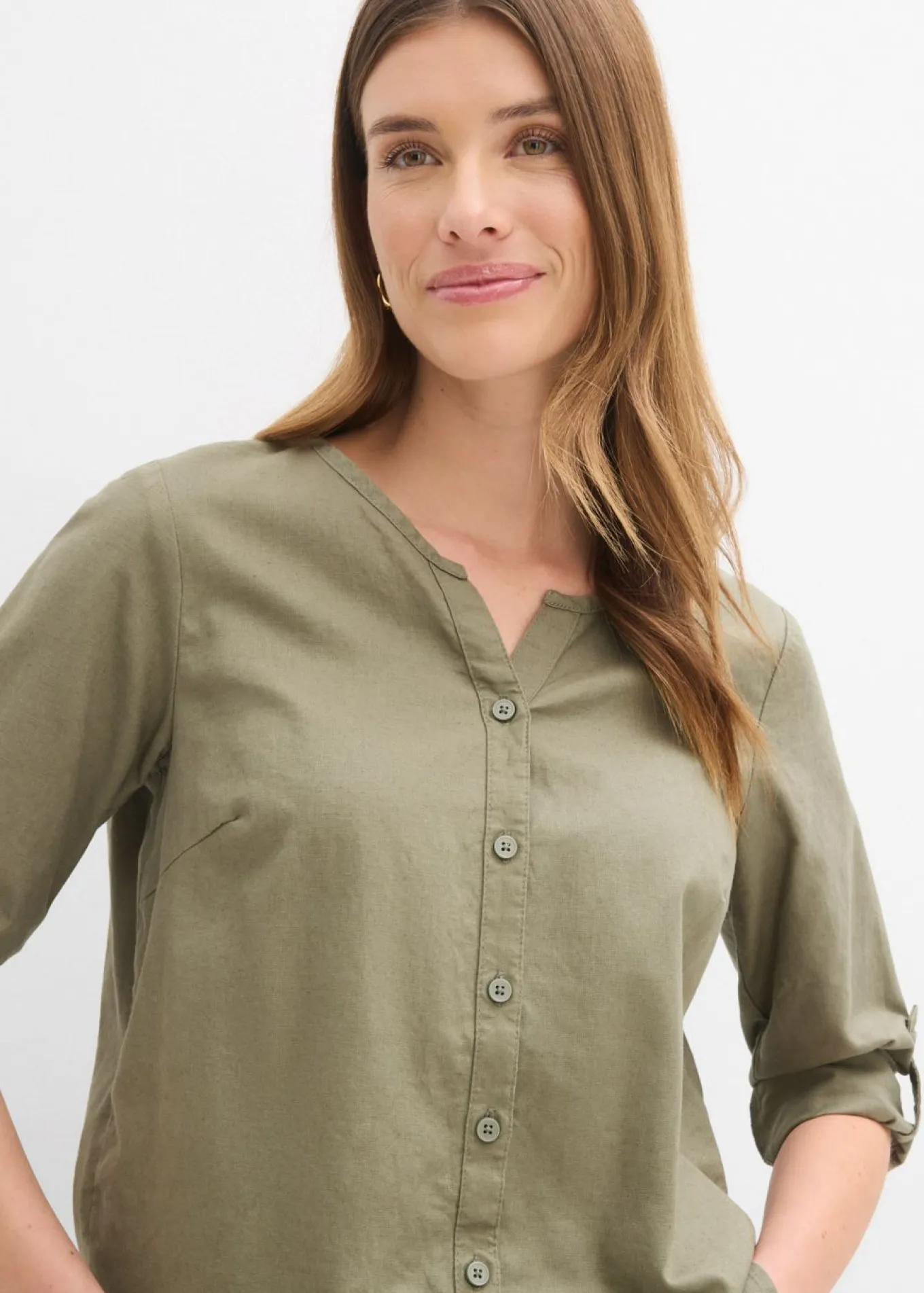 Blusa con lino y mangas 3/4
