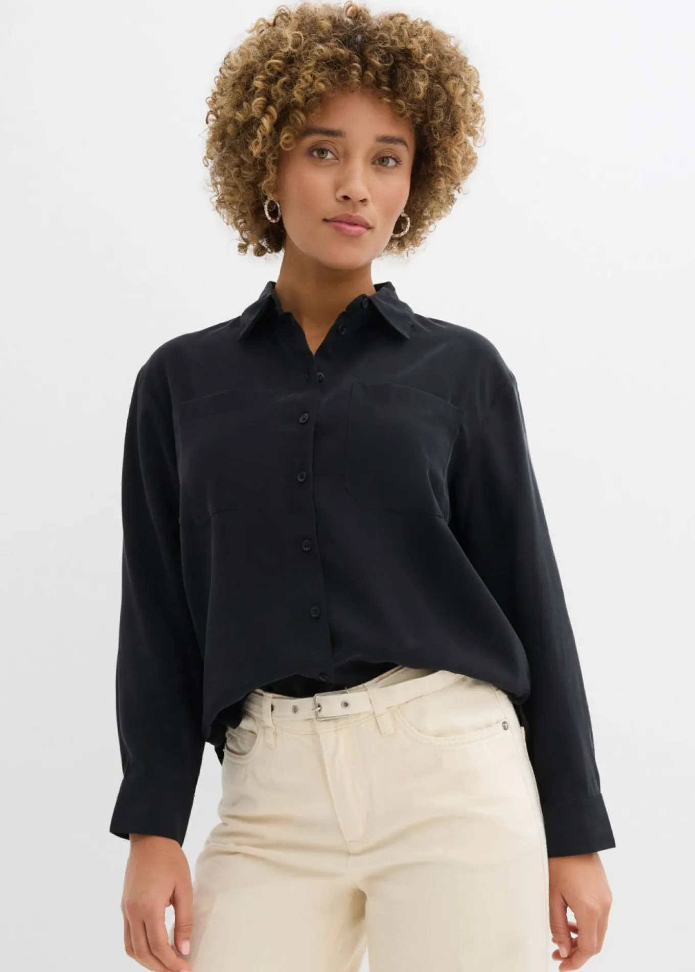 Blusa con mezcla de viscosa fluida