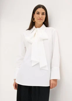 Blusa con solapa de algodón puro