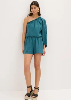 Blusa con un hombro al descubierto y contenido de lino