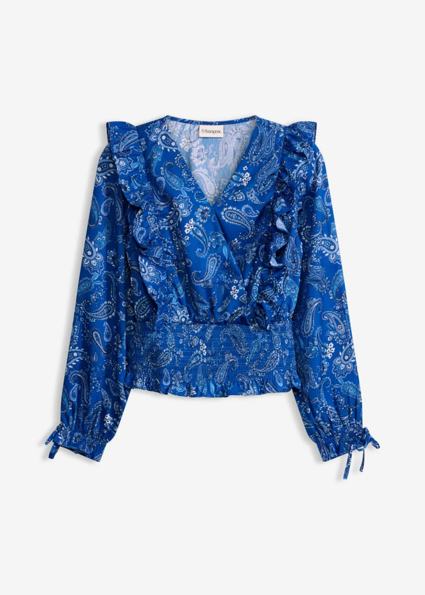 Blusa con volantes y nido de abeja