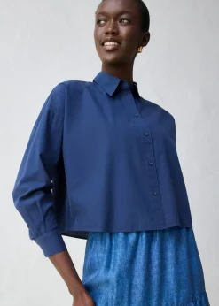 Blusa corta oversize con contenido de seda