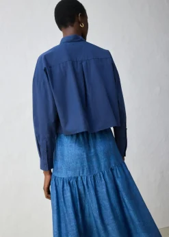 Blusa corta oversize con contenido de seda