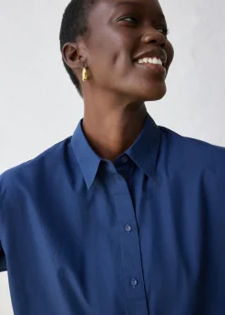 Blusa corta oversize con contenido de seda