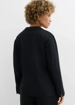 Blusa cruzada de mezcla de lino