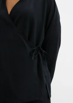 Blusa cruzada de mezcla de lino