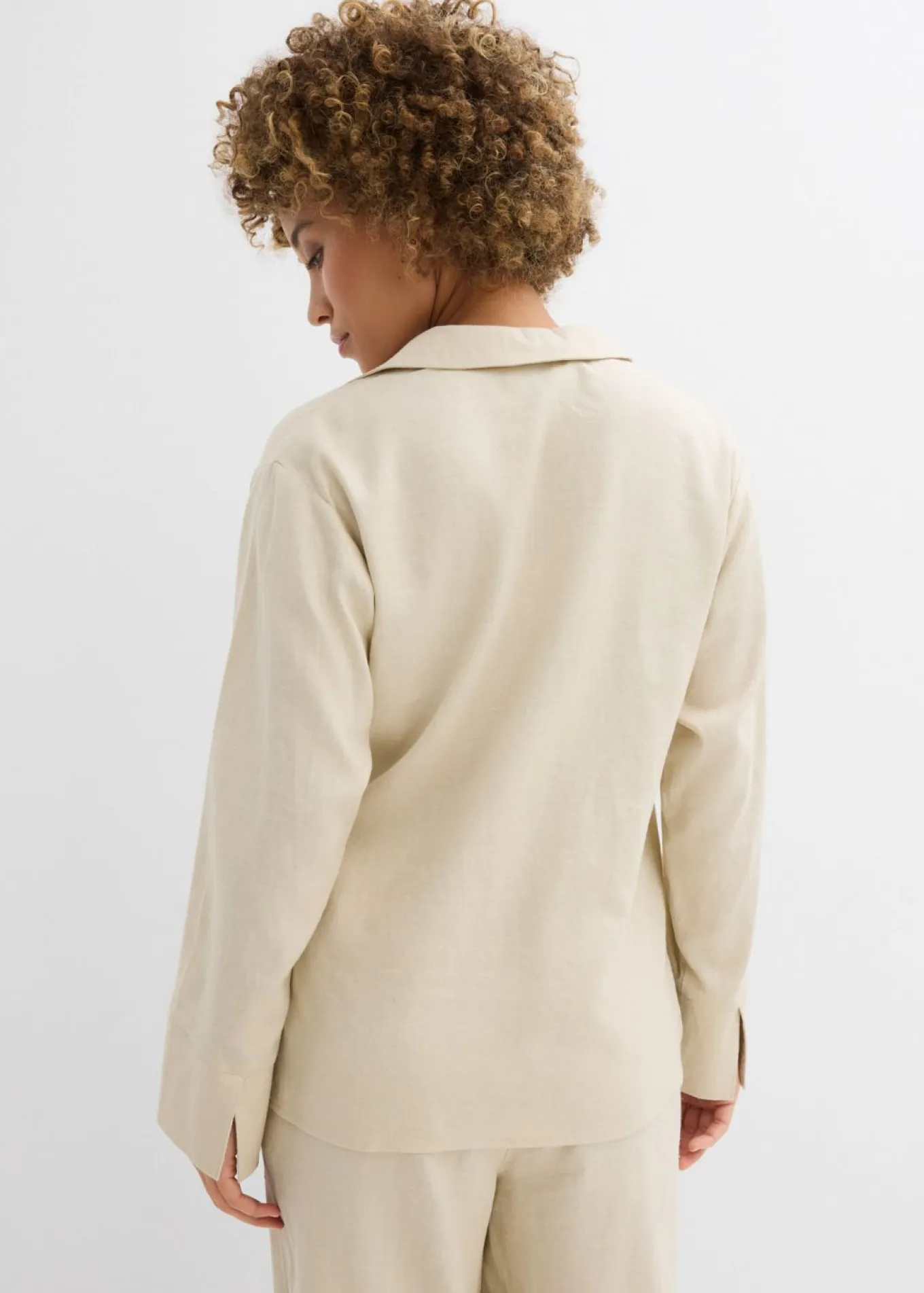 Blusa cruzada de mezcla de lino