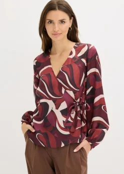 Blusa cruzada de satén fluido