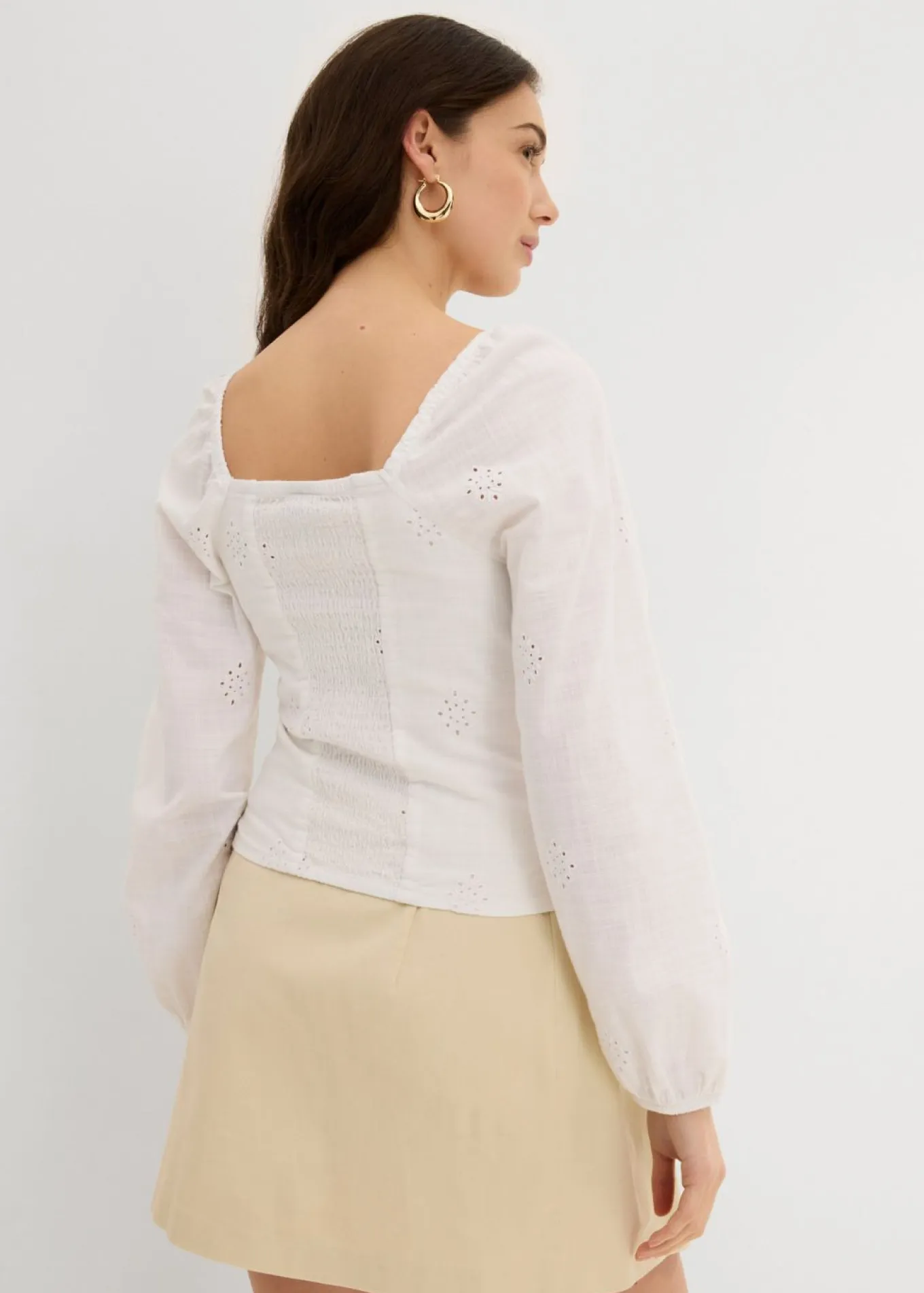 Blusa de algodón puro con bordado calado