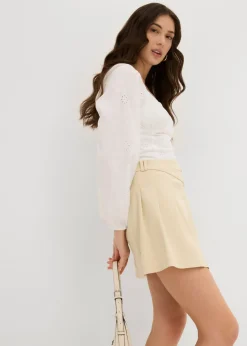 Blusa de algodón puro con bordado calado