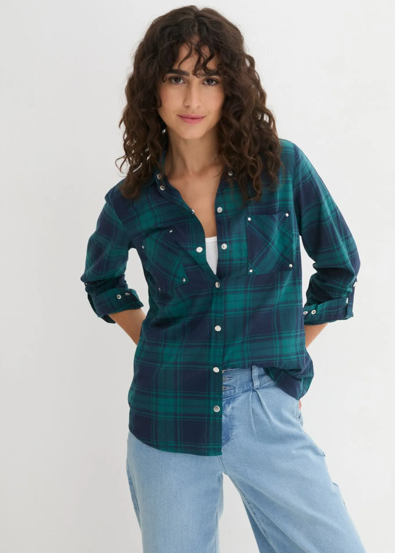 Blusa de cuadros de algodón puro