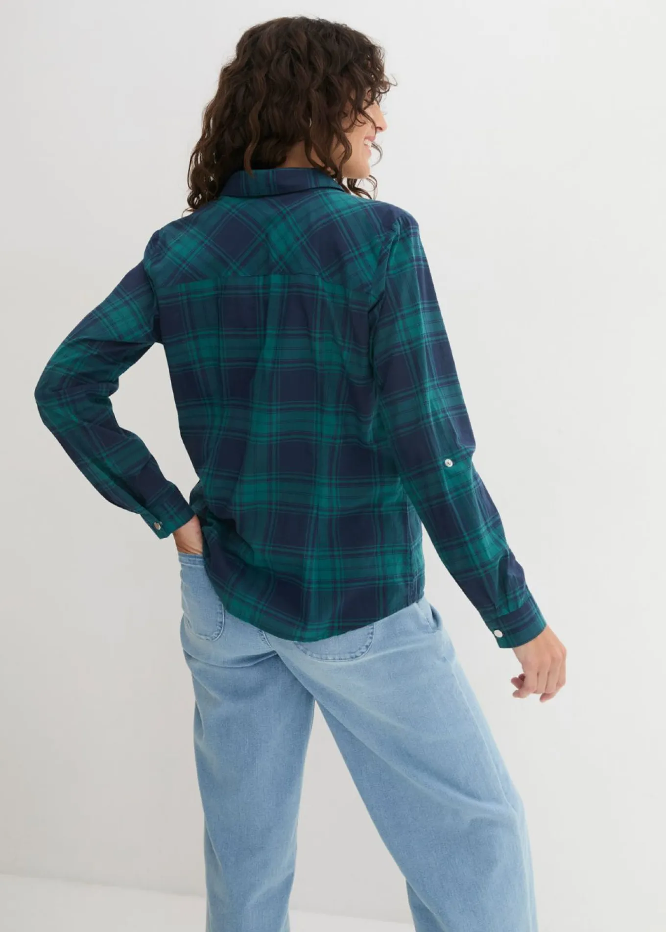 Blusa de cuadros de algodón puro