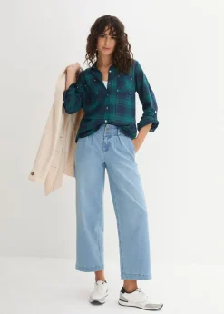 Blusa de cuadros de algodón puro