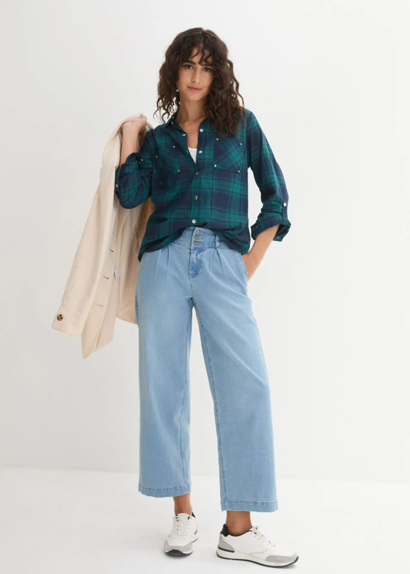 Blusa de cuadros de algodón puro