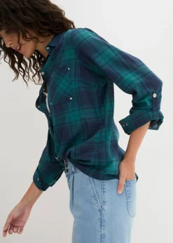 Blusa de cuadros de algodón puro