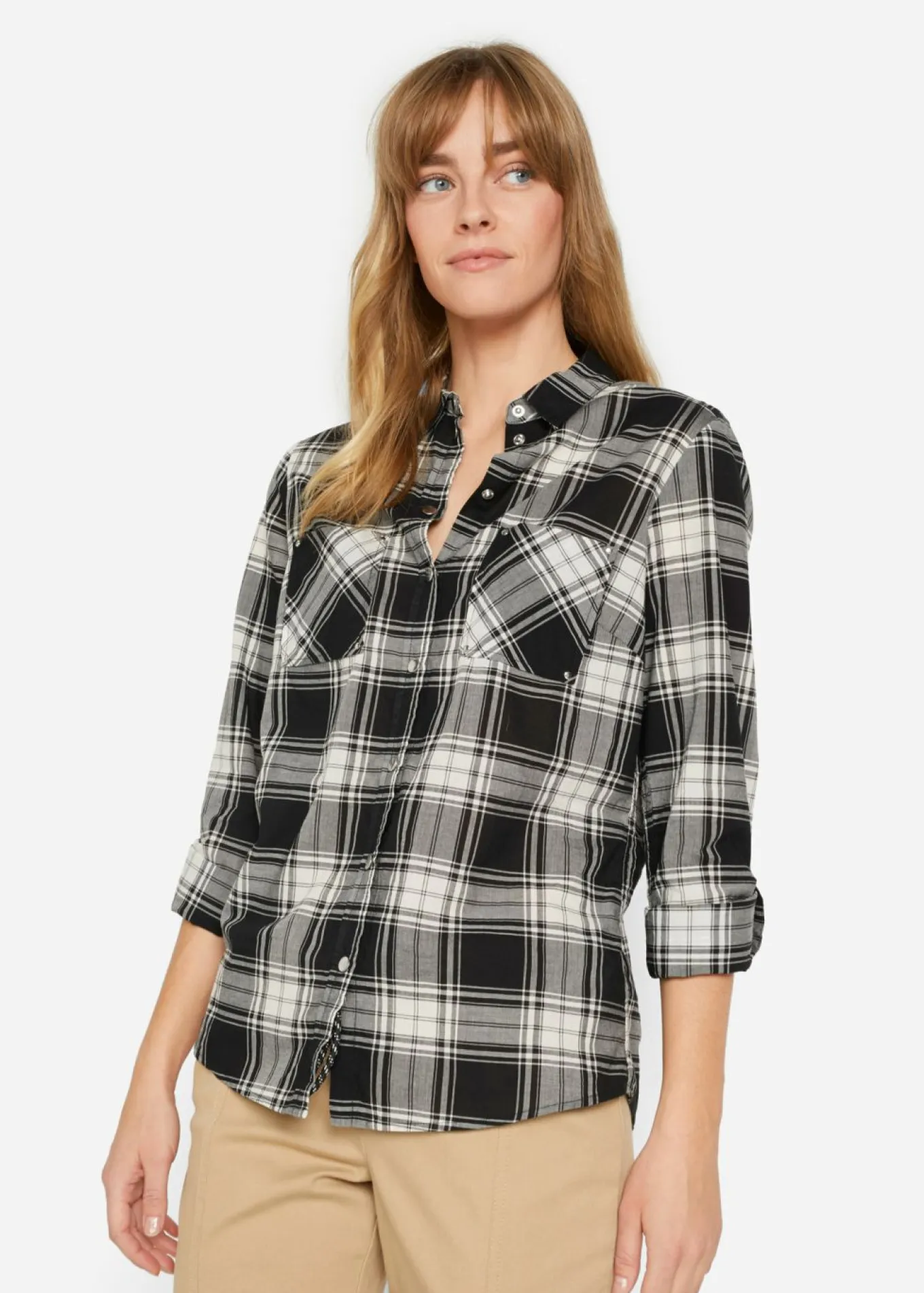 Blusa de cuadros de algodón puro
