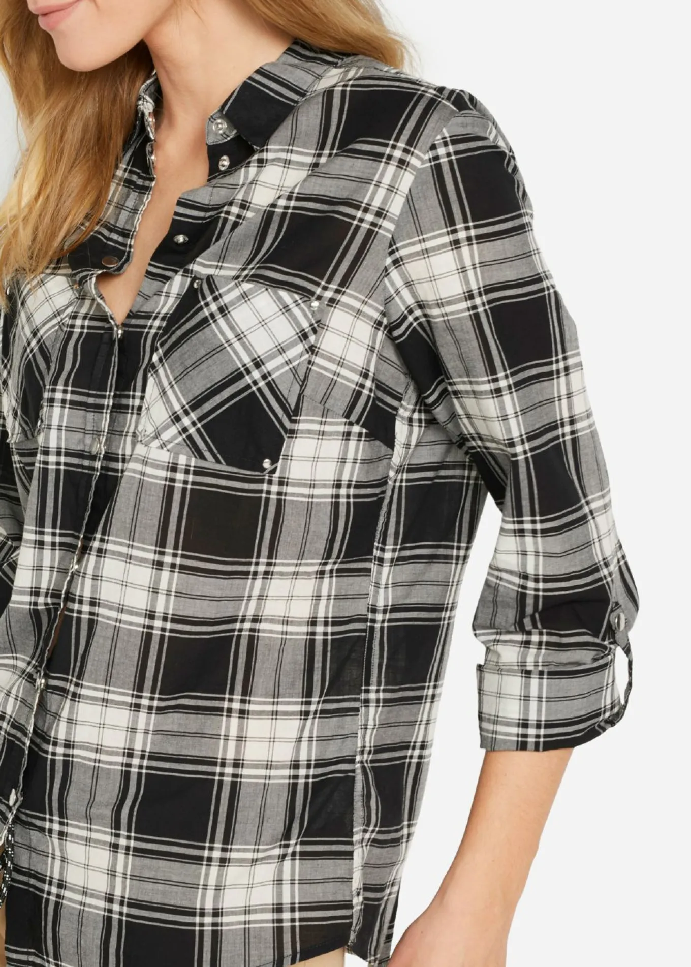 Blusa de cuadros de algodón puro