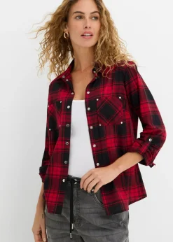 Blusa de cuadros de algodón puro
