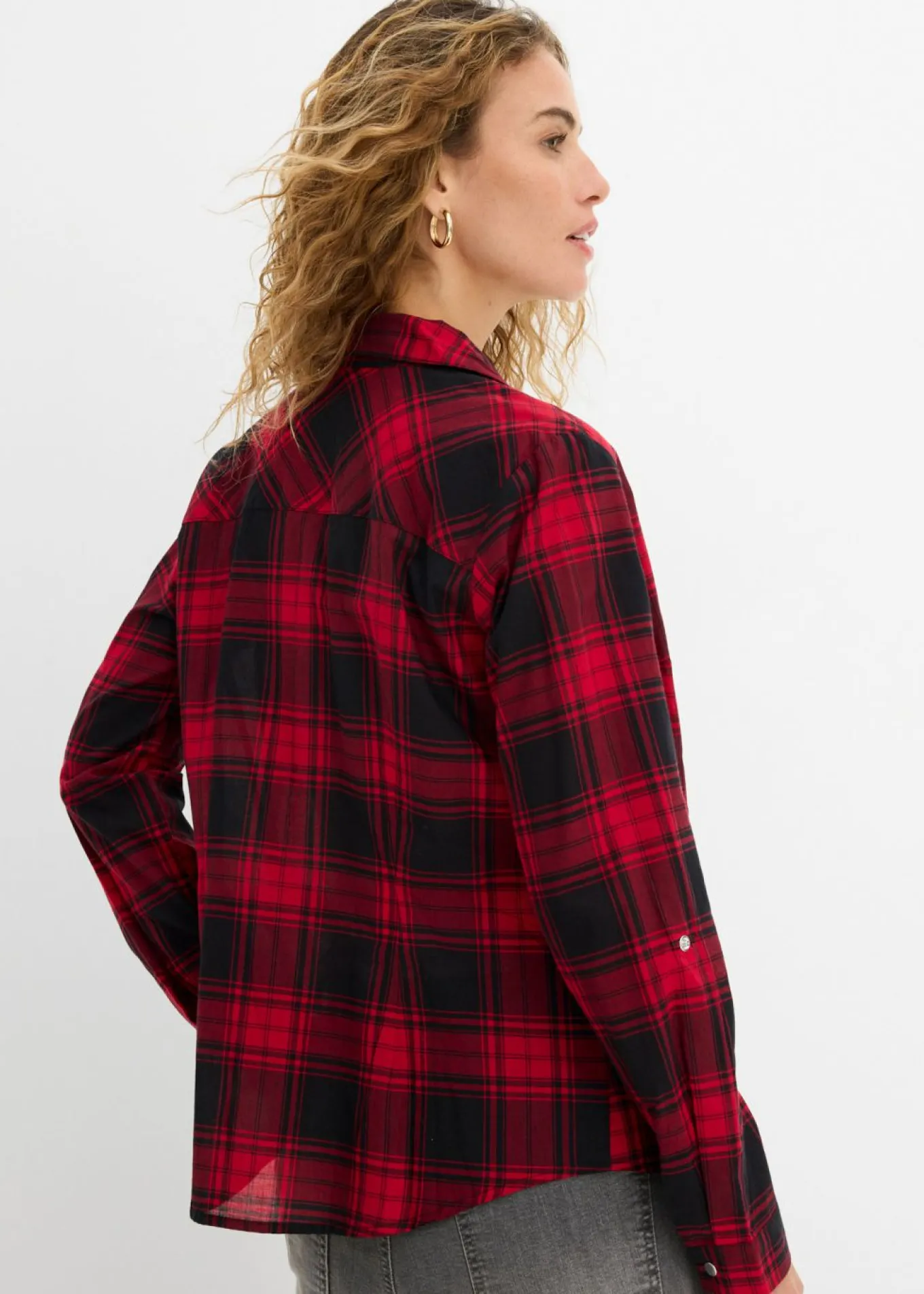 Blusa de cuadros de algodón puro