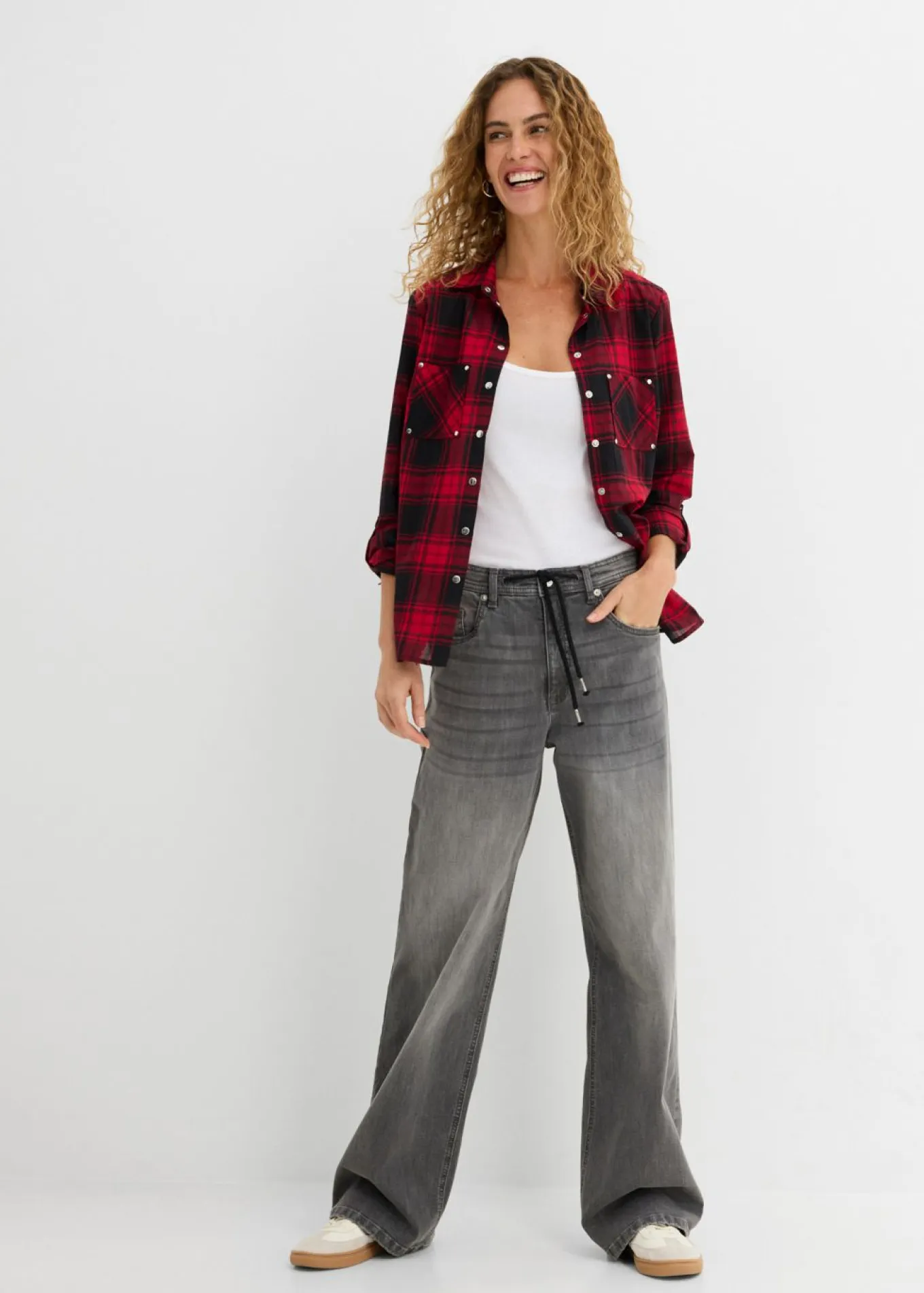 Blusa de cuadros de algodón puro