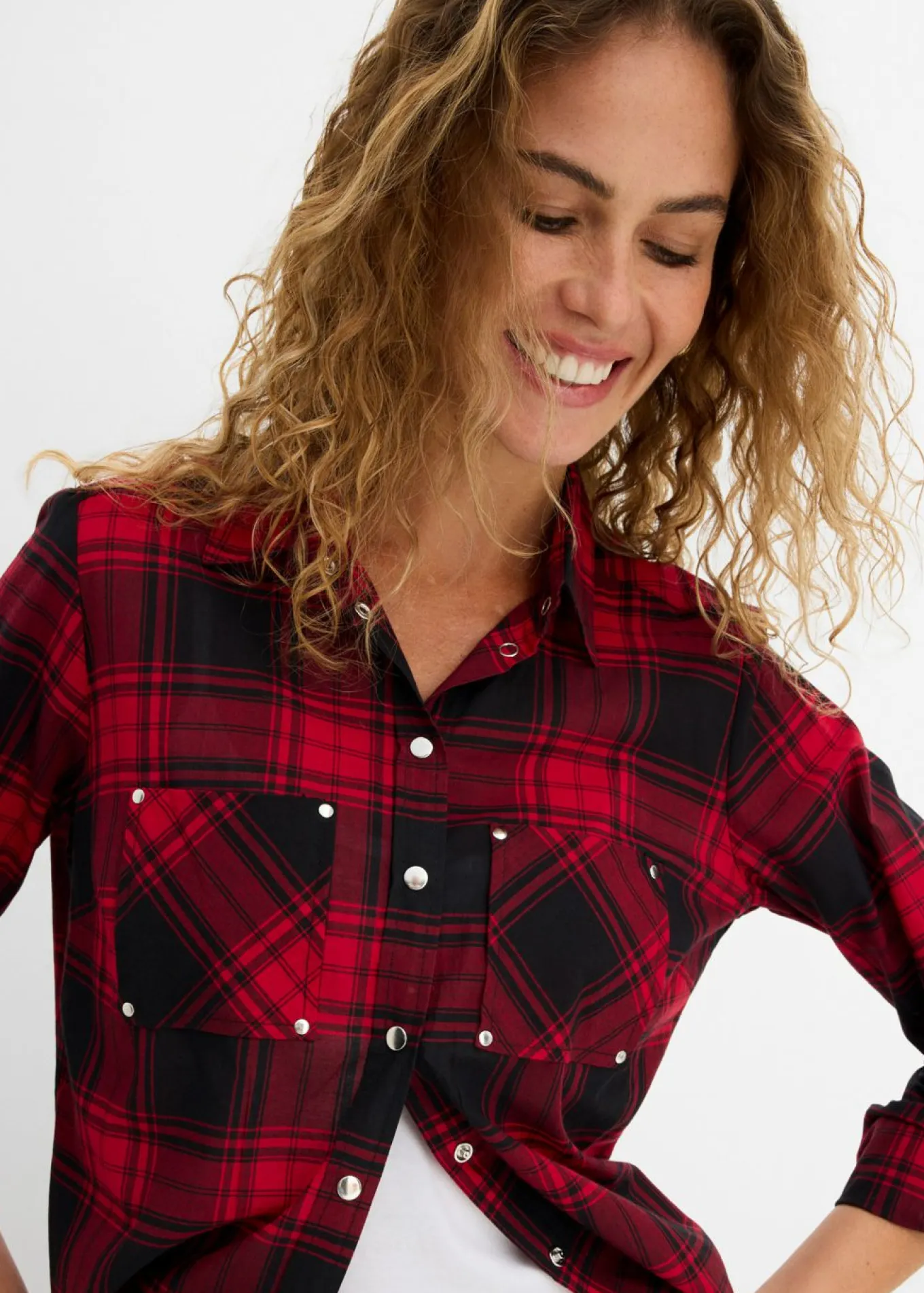Blusa de cuadros de algodón puro