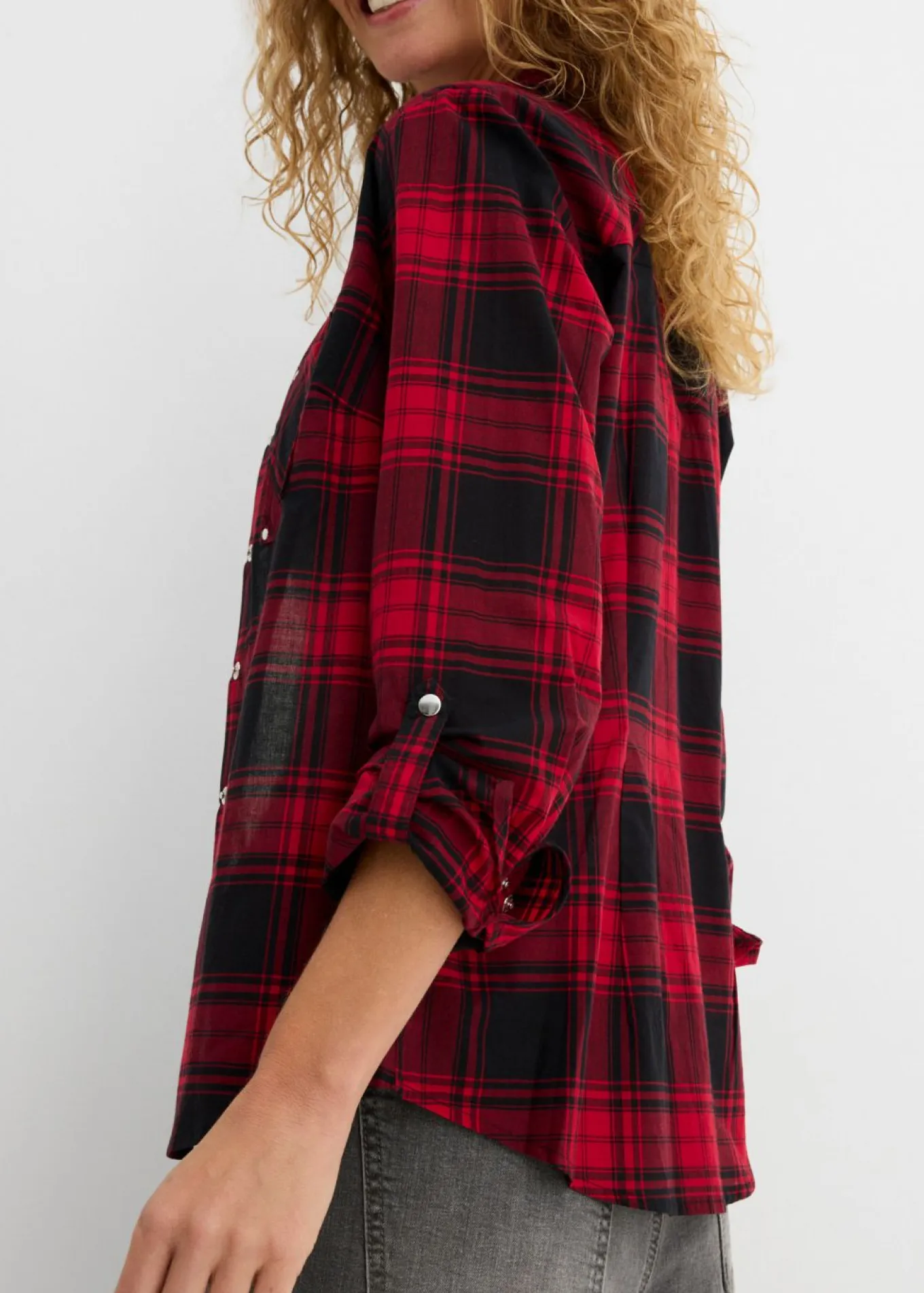 Blusa de cuadros de algodón puro