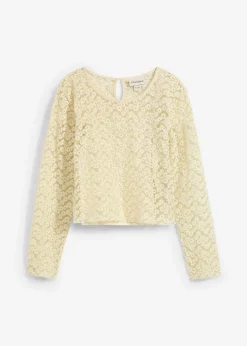 Blusa de encaje con top de punto (2 piezas)