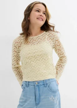 Blusa de encaje con top de punto (2 piezas)