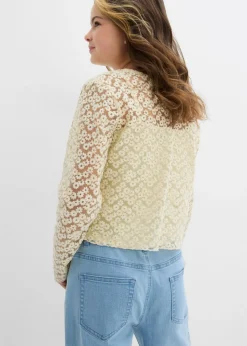 Blusa de encaje con top de punto (2 piezas)
