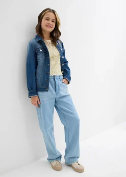 Blusa de encaje con top de punto (2 piezas)
