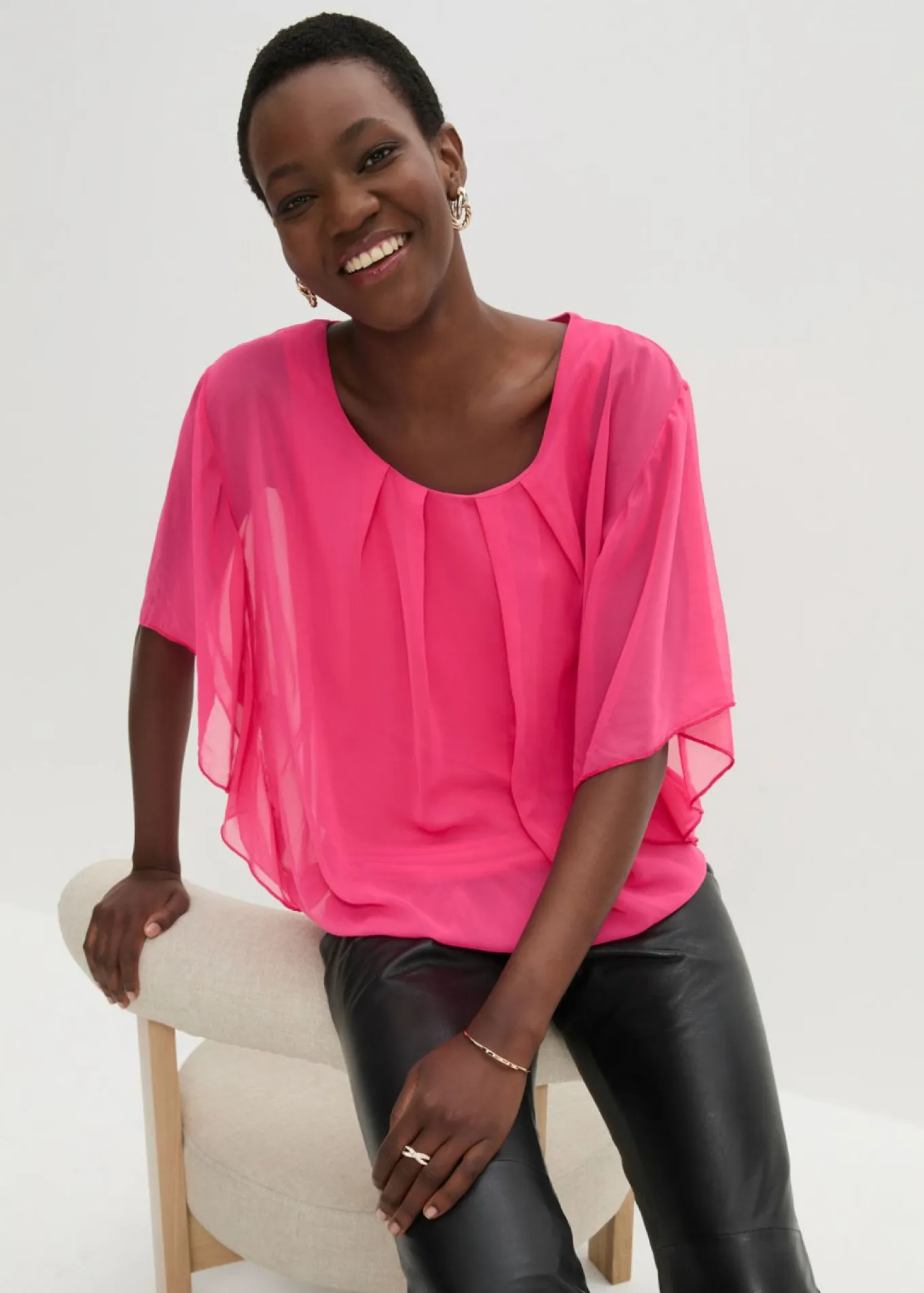 Blusa de gasa con camiseta interior