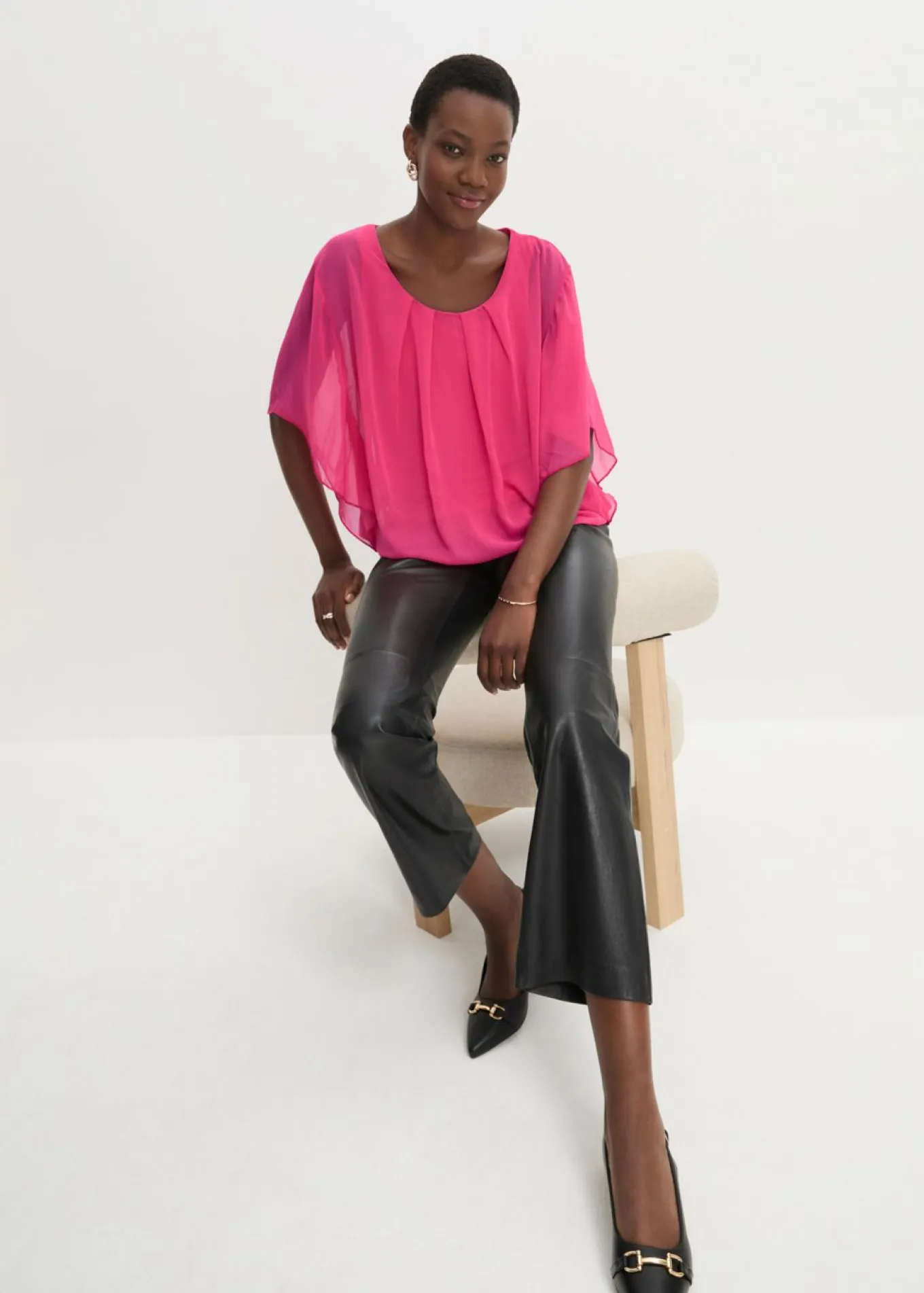 Blusa de gasa con camiseta interior
