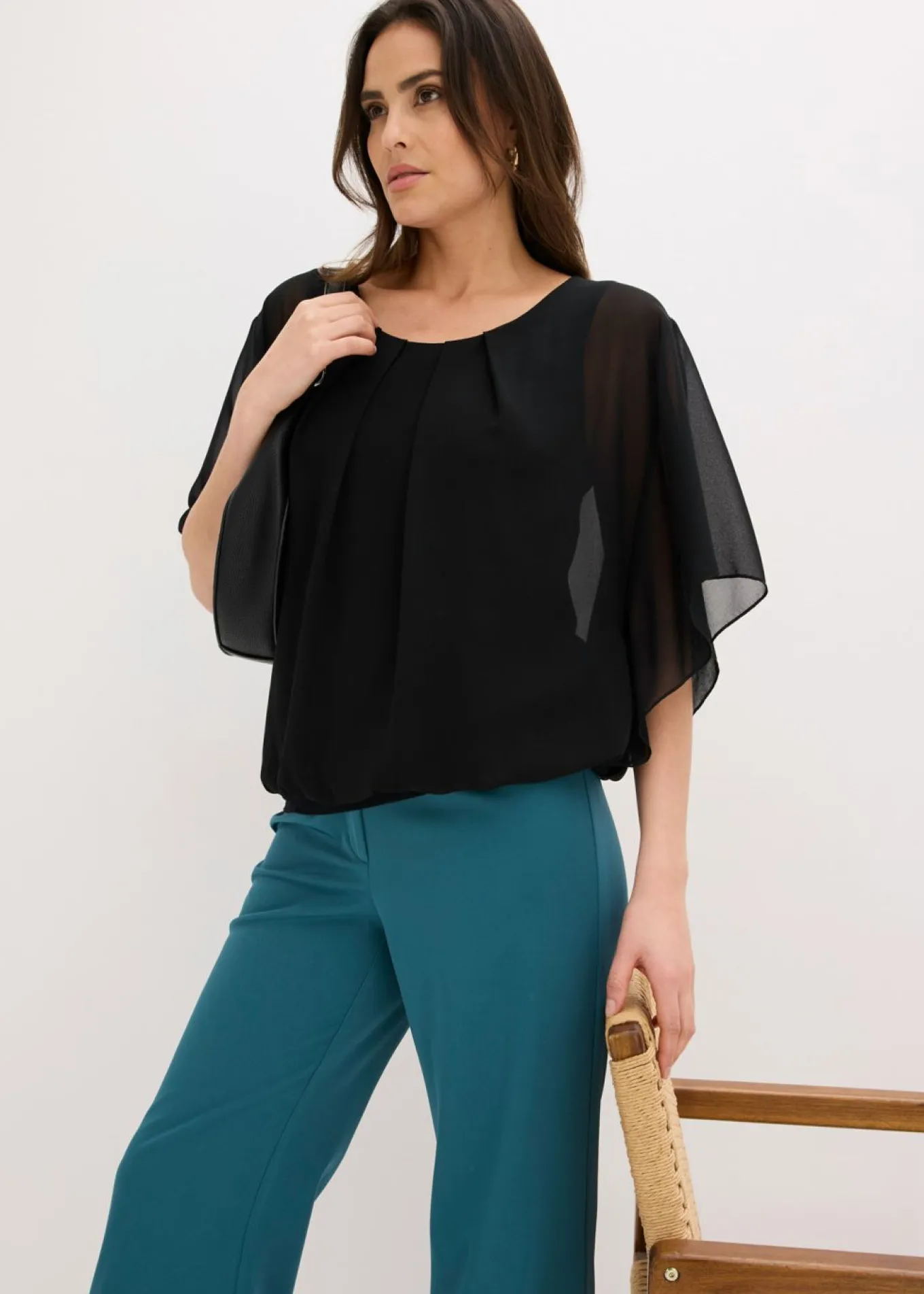 Blusa de gasa con camiseta interior