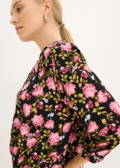 Blusa de gasa con fruncido en el bajo