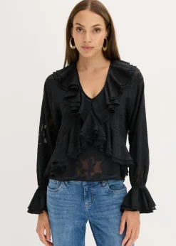 Blusa de gasa con ligeras transparencias