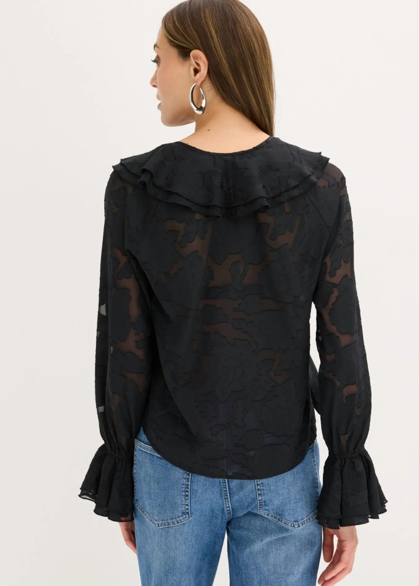 Blusa de gasa con ligeras transparencias