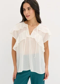 Blusa de gasa con volantes