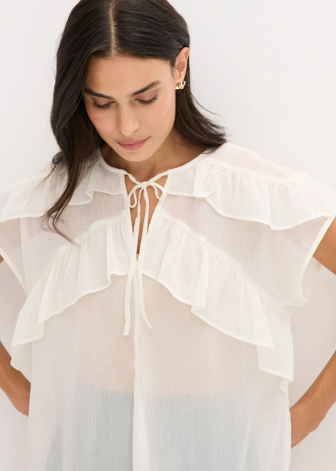 Blusa de gasa con volantes