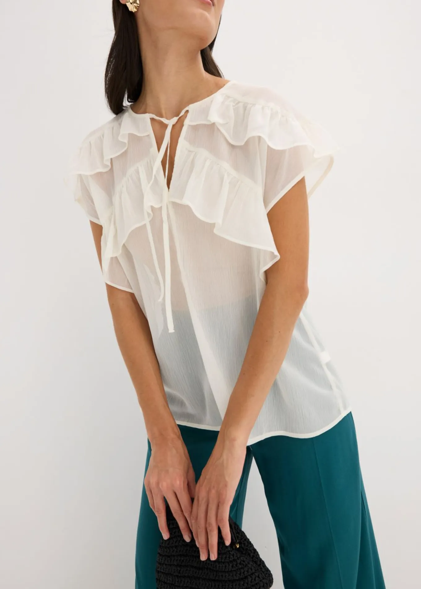 Blusa de gasa con volantes