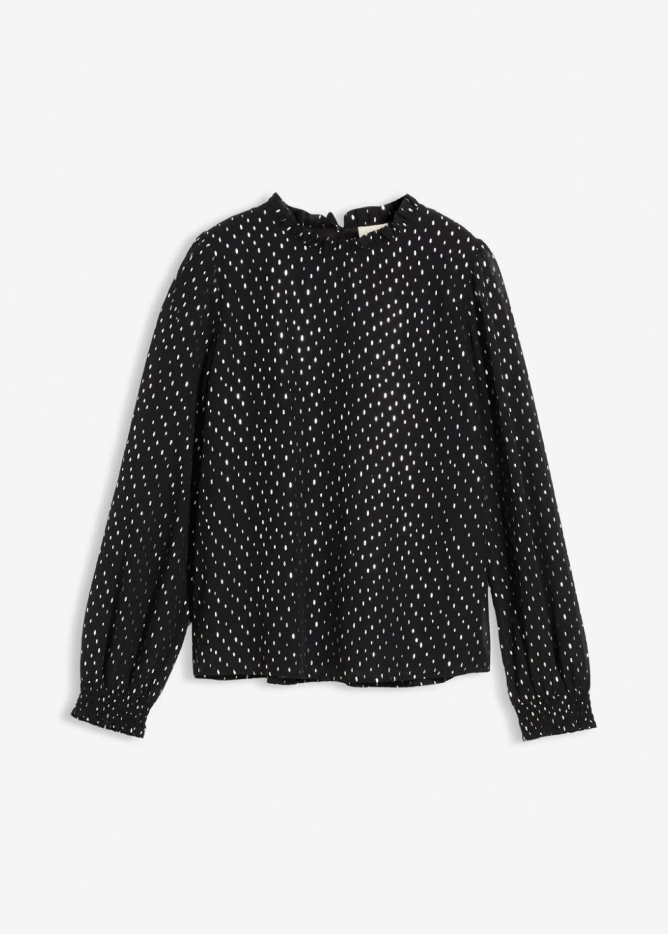 Blusa de gasa con volantes en el cuello