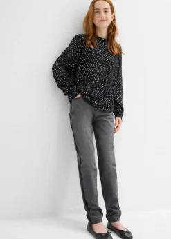 Blusa de gasa con volantes en el cuello
