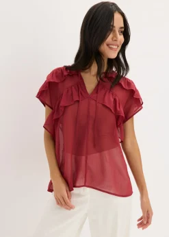 Blusa de gasa con volantes